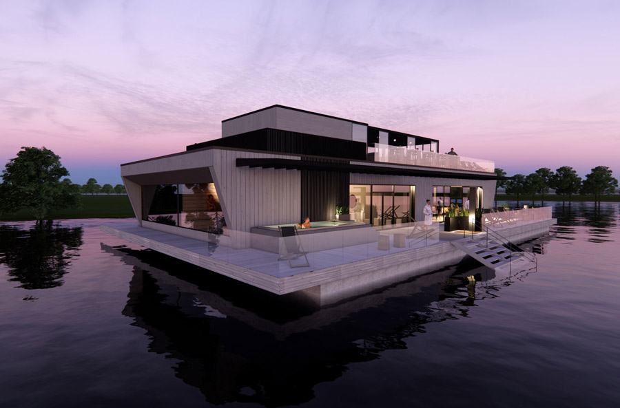 Floating sauna-restaurant by Desavu