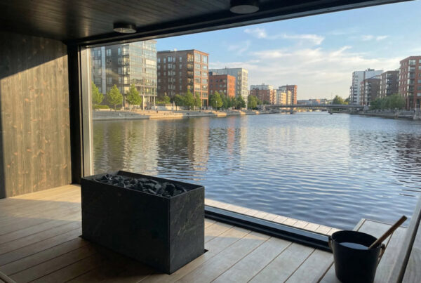 Desavu Floating Sauna city view