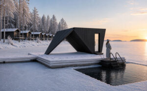 Desavu x Savorak Kelluva Design Sauna talvella