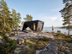 UNA Design Sauna by Desavu at a waterfront resort in Finland